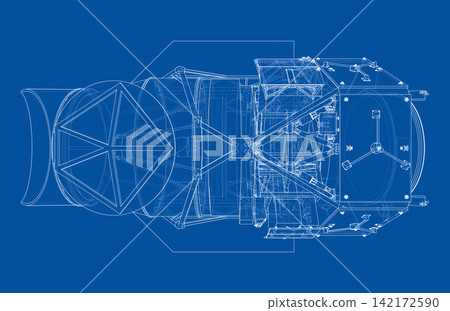 blueprint of a rocket engine. Vector blueprint of a rocket engine. Vector 142172590