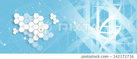 Futuristic technology and science background, DNA strands, connected neural web Futuristic technology and science background, DNA strands, connected neural web 142172716