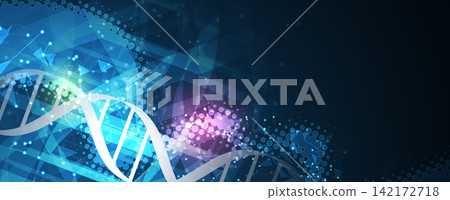 Futuristic technology and science background, DNA strands, connected neural web 142172718