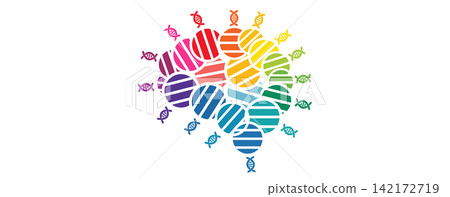 Futuristic technology and science background, DNA strands, connected neural web Futuristic technology and science background, DNA strands, connected neural web 142172719