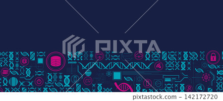 Futuristic technology and science background, DNA strands, connected neural web Futuristic technology and science background, DNA strands, connected neural web 142172720