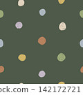 Autumn-colored hand-painted polka dot seamless pattern 142172721