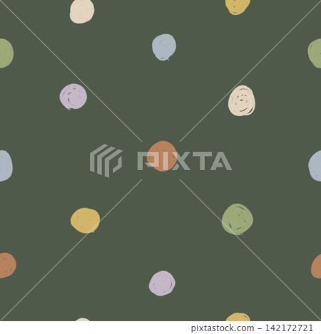Autumn-colored hand-painted polka dot seamless pattern Autumn-colored hand-painted polka dot seamless pattern 142172721
