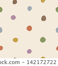 Autumn-colored hand-painted polka dot seamless pattern 142172722