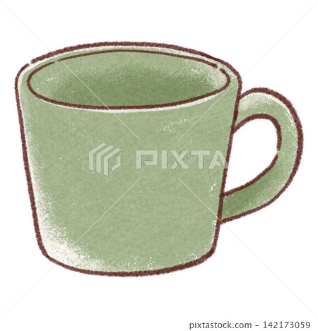 一個簡單的綠色馬克杯圖示插圖。 一個簡單的綠色馬克杯圖示插圖。 142173059