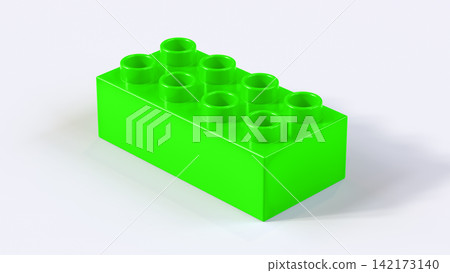 Neon Green Plastic Building Lego Brick Isolated on White Background Neon Green Plastic Building Lego Brick Isolated on White Background 142173140