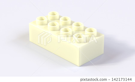 Glowing Ivory Plastic Building Lego Brick Isolated on White Background 142173144