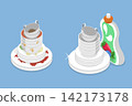 3D Isometric Flat Vector Illustration of Dish Pile, Collection Of Washed And Unwashed Dishes 142173178