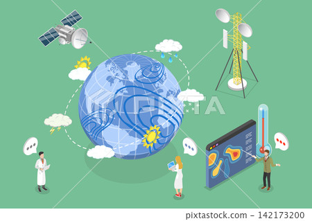 3D Isometric Flat Vector Illustration of Meteorology, Basic Weather Science Principles And Concepts 142173200