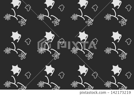 Modern botanical seamless tile, scattered star flowers in red Modern botanical seamless tile, scattered star flowers in red 142173219