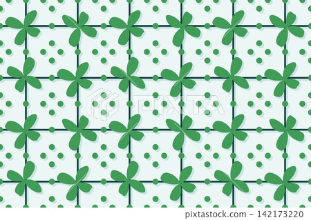 Seamless botanical pattern with leaves and daisies in blue green Seamless botanical pattern with leaves and daisies in blue green 142173220