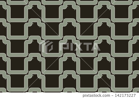 Modern geometric seamless tile, rotating interlocking lines in orange Modern geometric seamless tile, rotating interlocking lines in orange 142173227