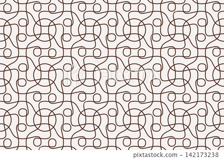 Minimal geometric pattern, pinwheel arches and circles on red 142173238