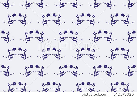 Serrated leaves and roses seamless background in blue violet Serrated leaves and roses seamless background in blue violet 142173329