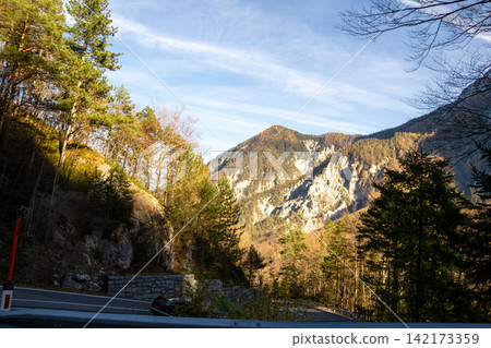 Loiblpass B91 through the Karawank mountain range, connecting Austria with Slovenia. Loiblpass B91 through the Karawank mountain range, connecting Austria with Slovenia. 142173359