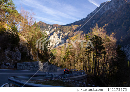 Loiblpass B91 through the Karawank mountain range, connecting Austria with Slovenia. Loiblpass B91 through the Karawank mountain range, connecting Austria with Slovenia. 142173373