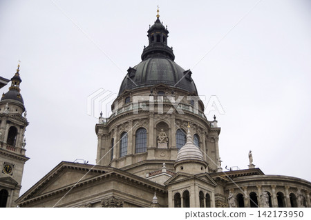St. Stephen s Basilica tower in spring weather St. Stephen s Basilica tower in spring weather 142173950