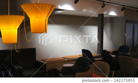 Stockholm, Sweden, December 10 2015: Seating area in airline lounge with Scandinavian design furniture Stockholm, Sweden, December 10 2015: Seating area in airline lounge with Scandinavian design furniture 142173953