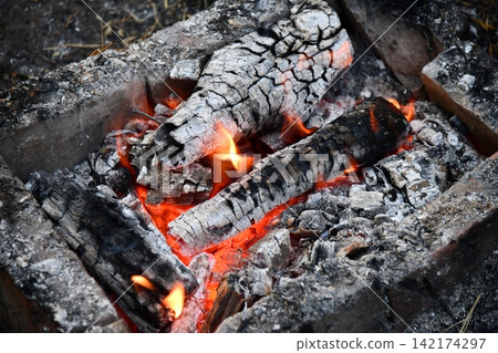 Smouldering coals. Fire. Brazier with beautiful coals. Burning coals background. The fire. Caster. Burned tree. Beautiful coals. Charred. Danger of fire. Beautiful background of burning Smouldering coals. Fire. Brazier with beautiful coals. Burning coals background. The fire. Caster. Burned tree. Beautiful coals. Charred. Danger of fire. Beautiful background of burning 142174297