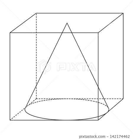 A cone inside a cube A cone inside a cube 142174462