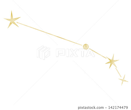 Aries watercolor constellation illustration on isolated background. Golden zodiac star map for astrology, horoscope, nursery decor, celestial collections and fantasy designs. 142174479