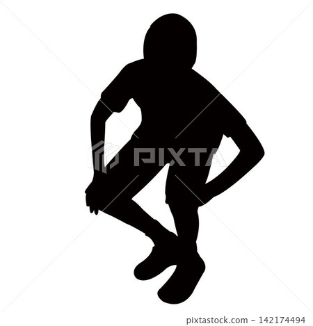 a boy kneeling down, silhouette vector a boy kneeling down, silhouette vector 142174494