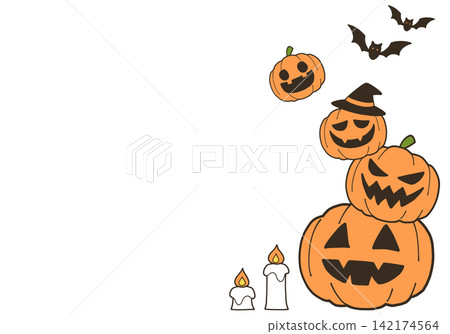 Illustration of a stack of jack-o'-lanterns Illustration of a stack of jack-o'-lanterns 142174564