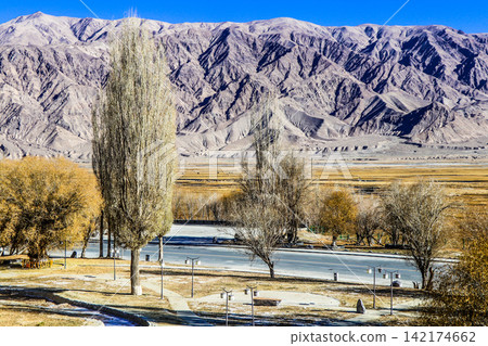 Mountain Landscape with Autumn Trees and Desert Valley Mountain Landscape with Autumn Trees and Desert Valley 142174662