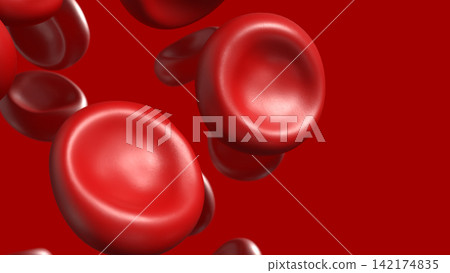 Microscopic Red Blood Cells in Human Circulation 3d render. 142174835