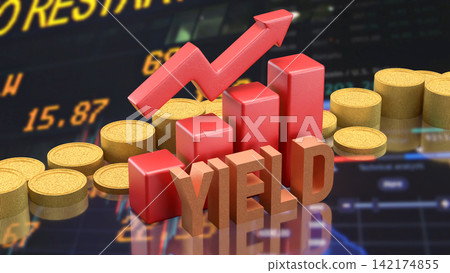 Rising Investment Yield Concept with Stock Market Growth Chart 3d render. Rising Investment Yield Concept with Stock Market Growth Chart 3d render. 142174855