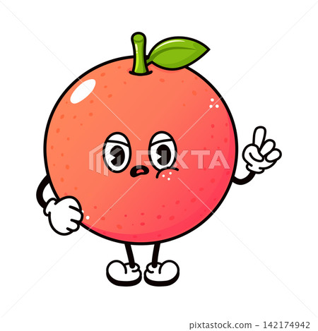 Angry grapefruit character with annoyed facial expression Angry grapefruit character with annoyed facial expression 142174942