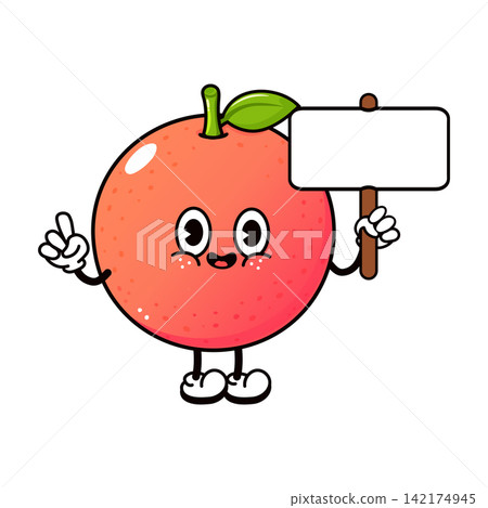 Grapefruit character holding blank rectangular sign Grapefruit character holding blank rectangular sign 142174945