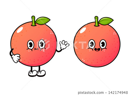 Grapefruit character and plain fruit shown together 142174948