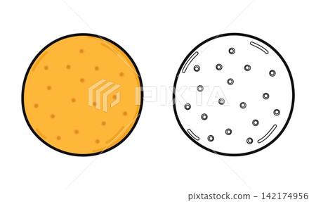 Round dry cookie character in color and outline versions 142174956