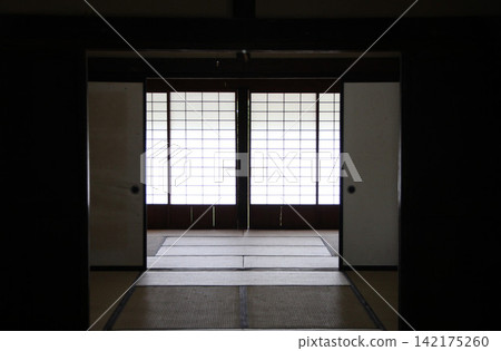 Shoji screen as seen from a tatami room. Shoji screen as seen from a tatami room. 142175260