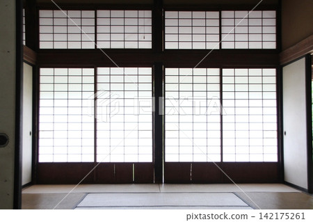 Shoji screen as seen from a tatami room. 142175261
