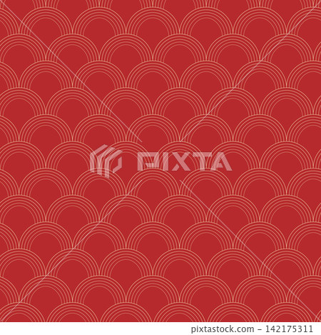 Red Scallop Pattern for Mid Autumn Festival or Chines New Year greetings Backdrop Minimalistic Flat. Isolated Vector Pattern for wrapping paper, textile, stationery, fabric backgrounds or promo design Red Scallop Pattern for Mid Autumn Festival or Chines New Year greetings Backdrop Minimalistic Flat. Isolated Vector Pattern for wrapping paper, textile, stationery, fabric backgrounds or promo design 142175311
