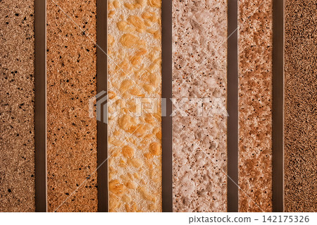 Samples various colored decorative plasters material interior design object repair construction stucco colorful stripe line 142175326
