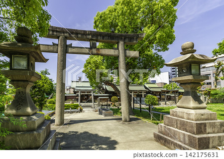 Ikutama Shrine, Ikutama-cho, Osaka; Hachimangu Shrine (facing the castle); Osaka City, Osaka Prefecture Ikutama Shrine, Ikutama-cho, Osaka; Hachimangu Shrine (facing the castle); Osaka City, Osaka Prefecture 142175631