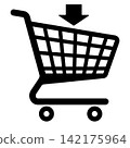 black supermarket basket with arrow icon without background 142175964