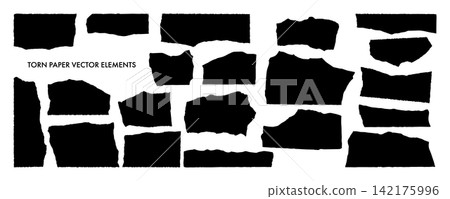 Torn paper vector graphic material - black 142175996
