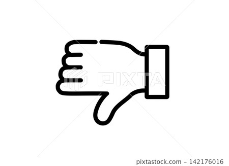 Icon illustration of a hand making a bad sign, with sleeves. Icon illustration of a hand making a bad sign, with sleeves. 142176016