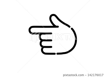 Icon illustration of a hand pointing to the left. 142176017