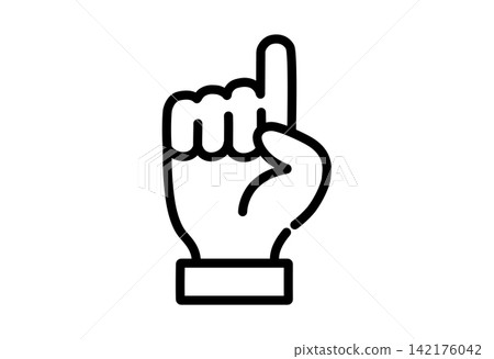 Icon illustration of a hand pointing upwards, with sleeves. Icon illustration of a hand pointing upwards, with sleeves. 142176042