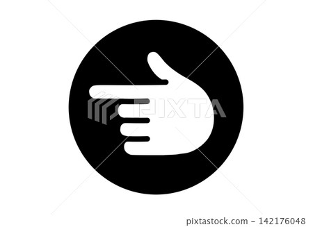 Icon illustration of a hand pointing to the left (circle) Icon illustration of a hand pointing to the left (circle) 142176048