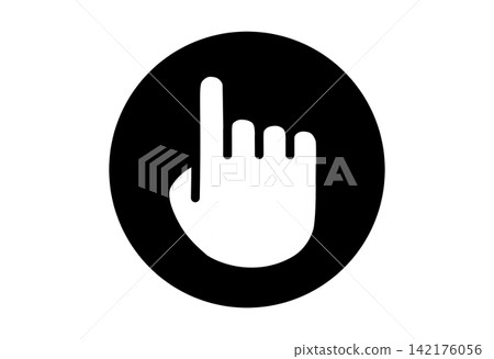 Icon illustration of a hand pointing upwards, with a black circle. Icon illustration of a hand pointing upwards, with a black circle. 142176056