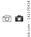 Digital Camera Outline and Solid Silhouette Icons 142176438