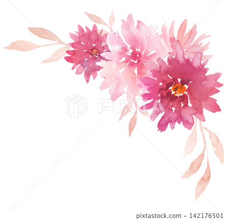 Watercolor dahlia frame material Watercolor dahlia frame material 142176501