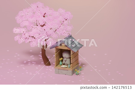 地藏菩薩殿和櫻花 142176513