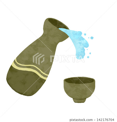 Icons of a sake bottle and sake cup. Icons of a sake bottle and sake cup. 142176704